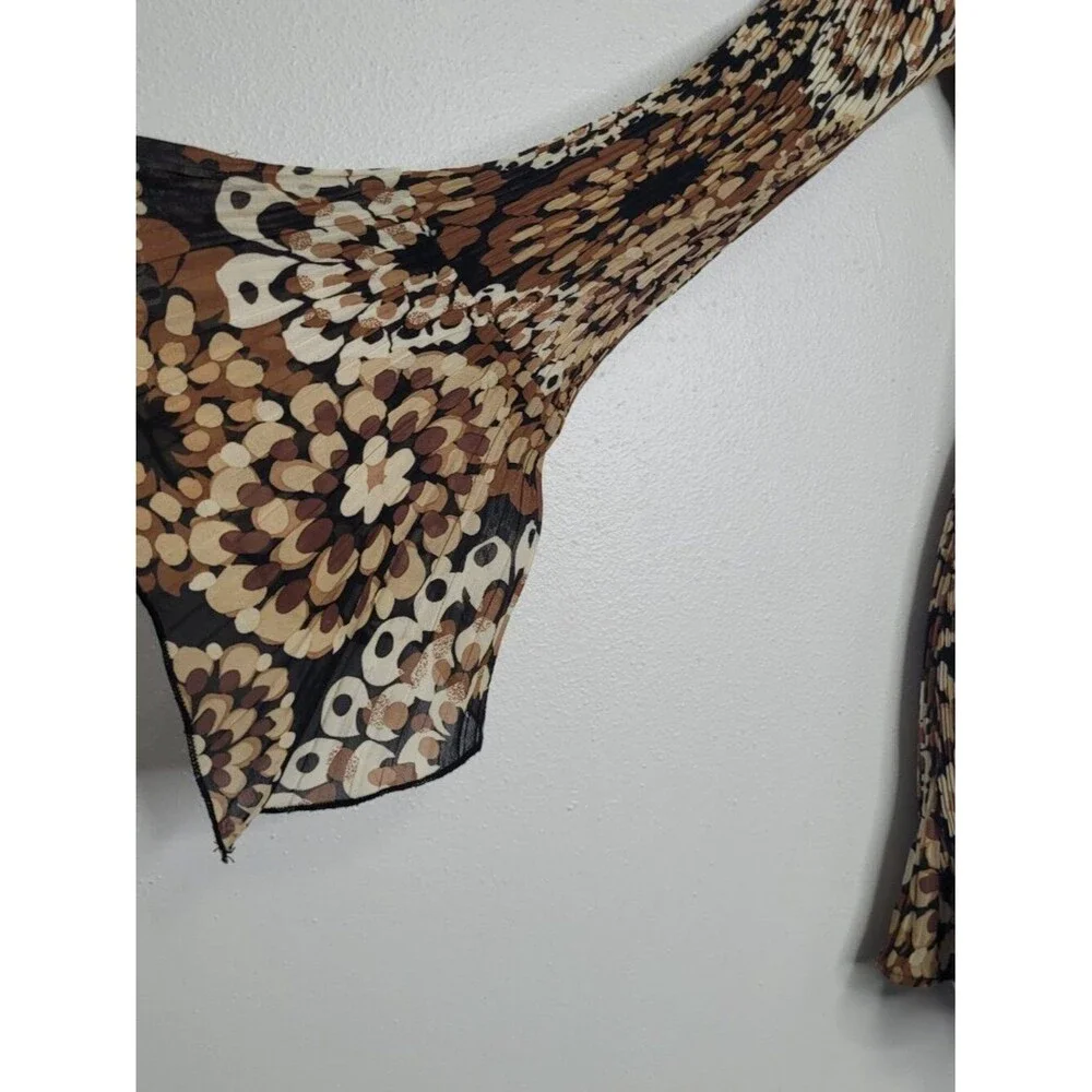 Black brown flower print stretch witchy grunge off the shoulder boho top small